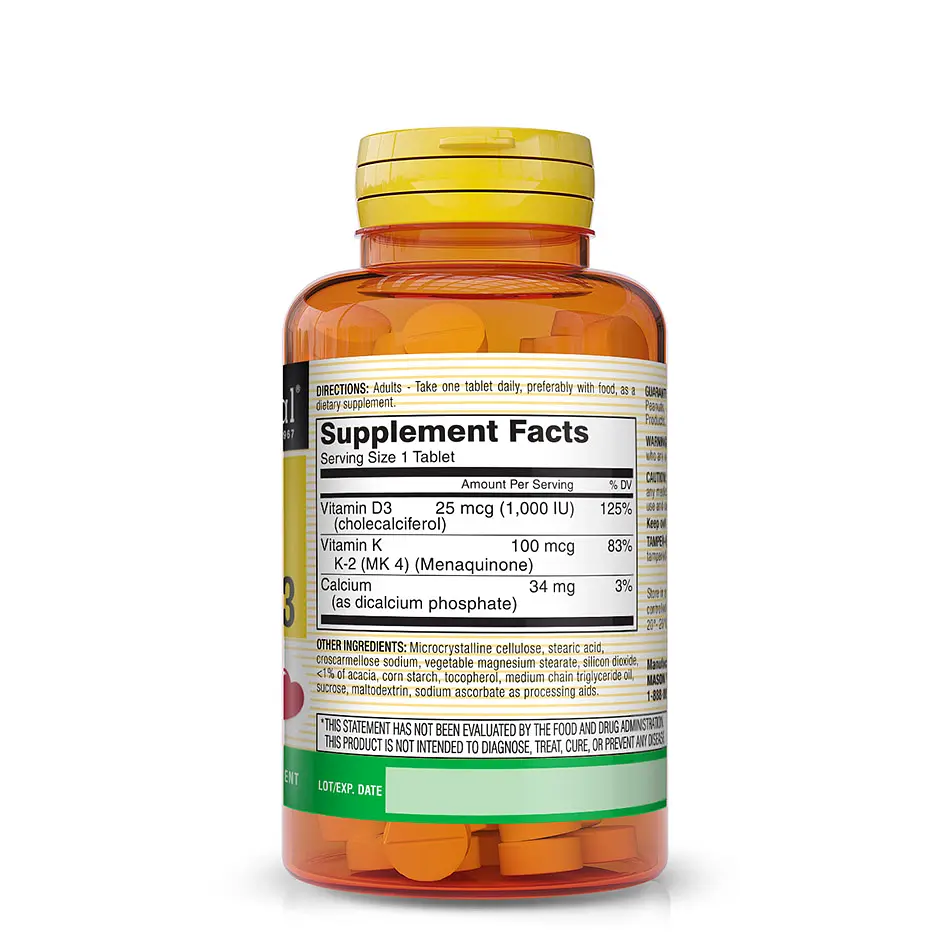Витамины и минералы Mason Natural Vitamin K2 100 mcg plus Vitamin D3, 100 таблеток - фото 2