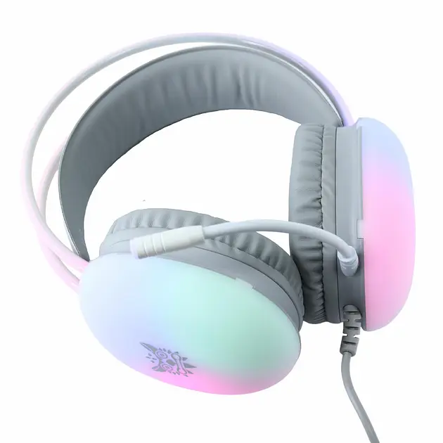 Накладні ігрові навушники Onikuma X25 дротові з гарнітурою та RGB-підсвіткою сірі - фото 4