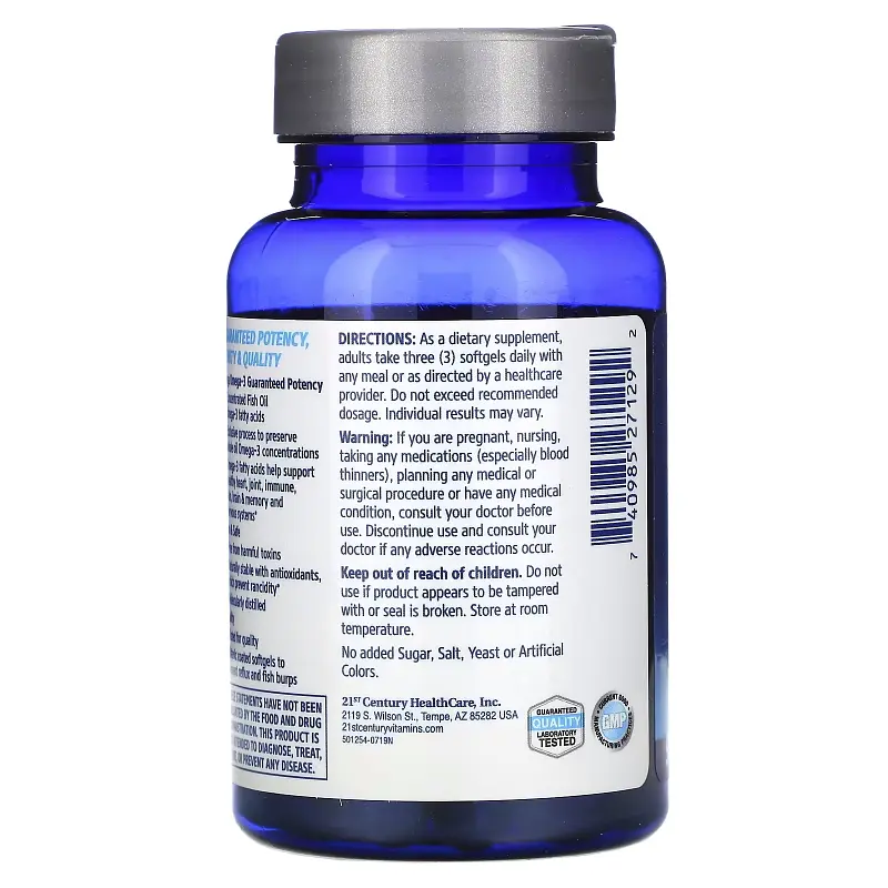 Жирні кислоти 21st Century Alaska Wild Fish Oil Mega Omega-3, 90 капсул - фото 4