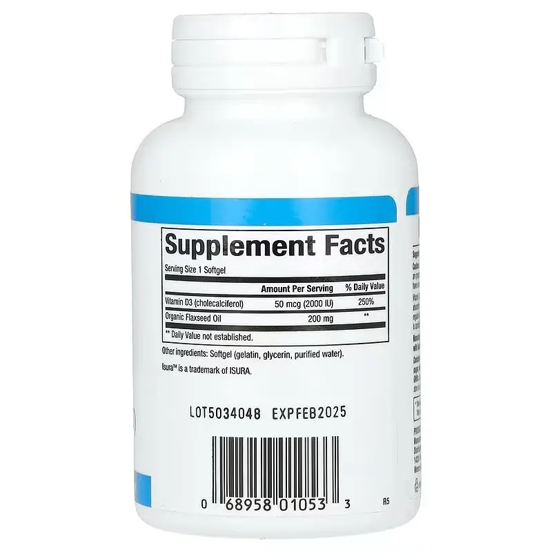 Вітамін D3 50 мкг 2000 МО Vitamin D3 Natural Factors 120 гелевих капсул - фото 2