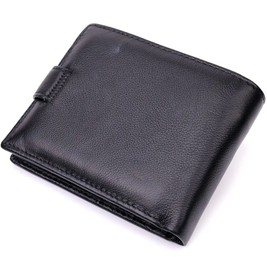 Горизонтальний чоловічий гаманець із натуральної шкіри ST Leather 22443 чорний - фото 2