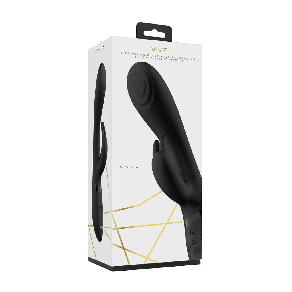 Вибратор-кролик Vive Cato 22 см (черный) - фото 15