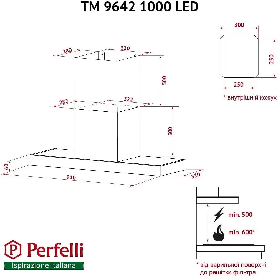 Витяжка Perfelli TM 9642 I/BL 1000 LED - фото 11