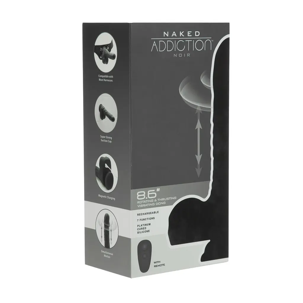 Фалоімітатор Naked Addiction – 8.6” Silicone Rotating & Thrusting Vibrating Dildo with Remote Black - фото 10
