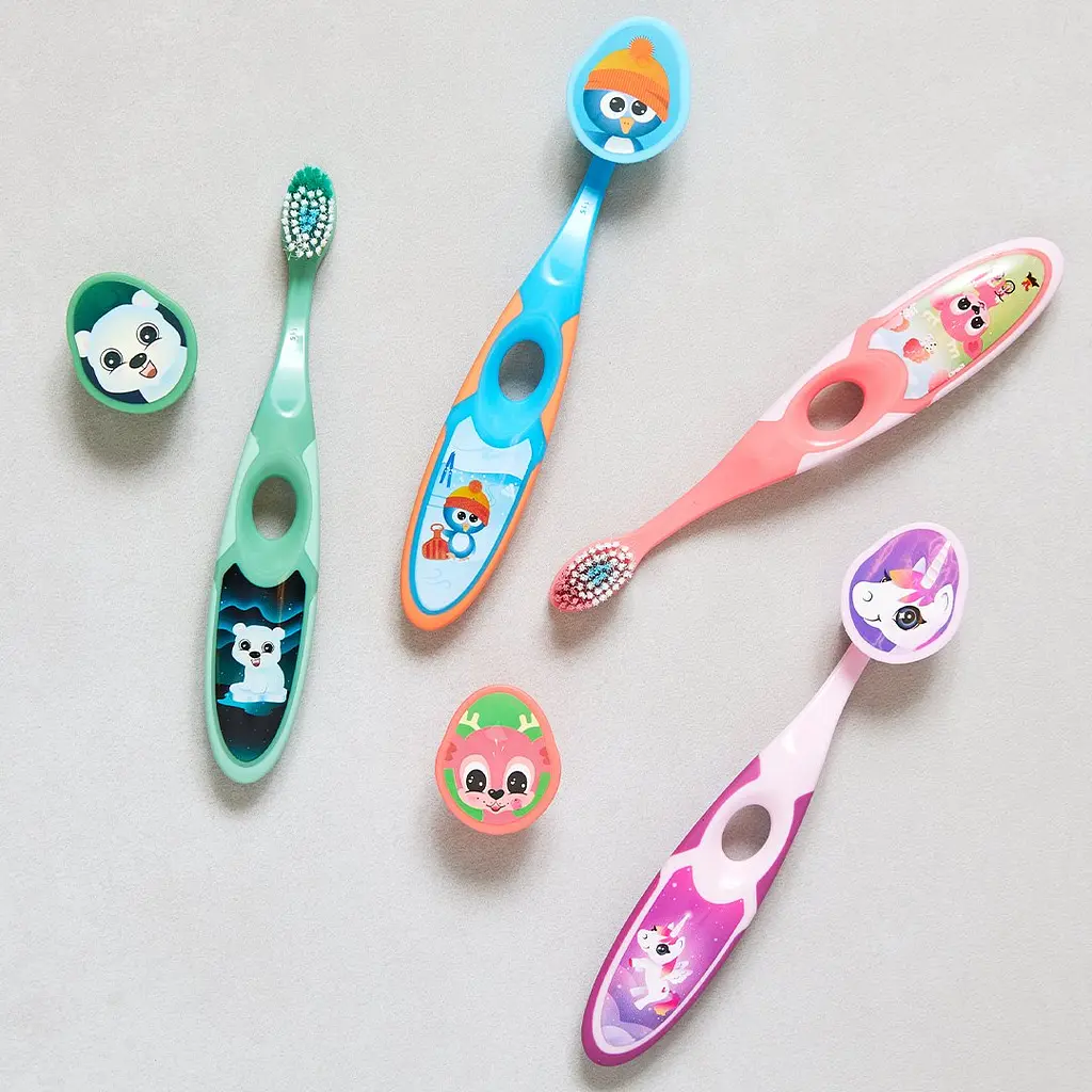 Детская зубная щетка Jordan Step by Step 2 мягкая 3 - 5 лет фиолетовая с розовым - фото 3