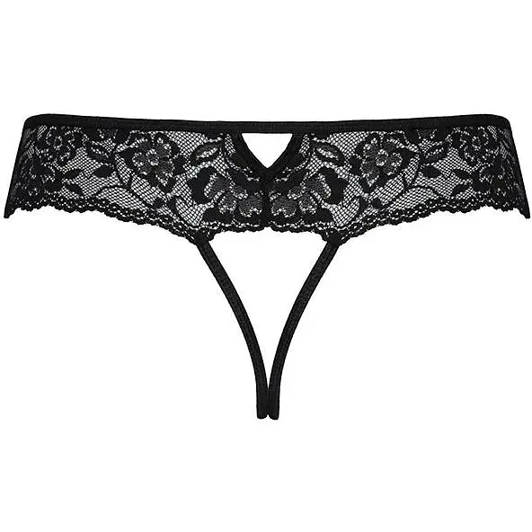Кружевные стринги с доступом Passion Senia Thong Black S/M - фото 6