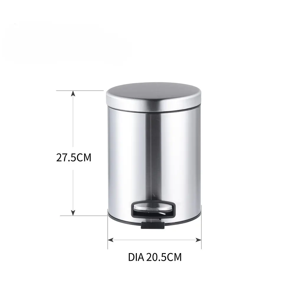 Відро для сміття з плавним закриттям кругле Mixxus Ellipse-TC0205 SS Color 5л нержавіюча сталь MI7076, Нержавіюча сталь - фото 2