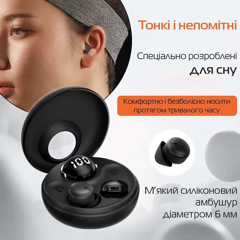 Бездротові TWS-навушники для сну Longsleep MY002UN — комфорт без тиску, пасивна шумоізоляція та звукомаскування, 4 год + кейс (1202-02) - фото 2
