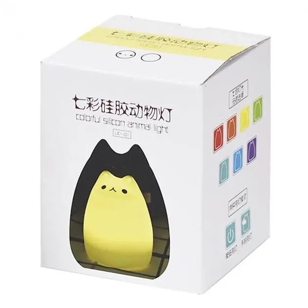 Дитячий силіконовий нічник Милий Кошеня 7 кольорів LED - фото 4