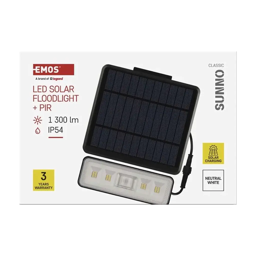 Прожектор EMOS солнечный светодиодный 1300 лм IP54 4000K PIR (ZG112S) - фото 2