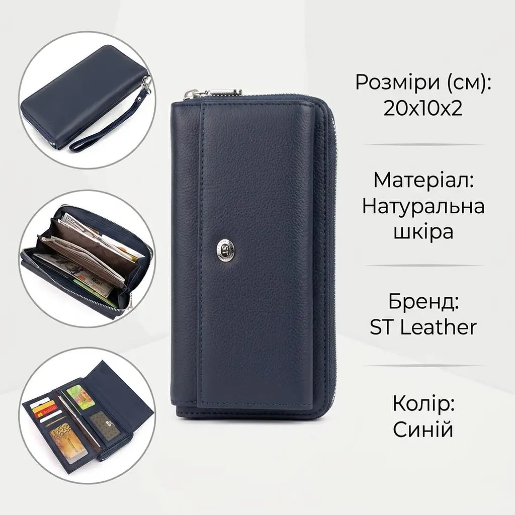 Гаманець універсальний жіночий ST Leather 19296 темно-синій - фото 3