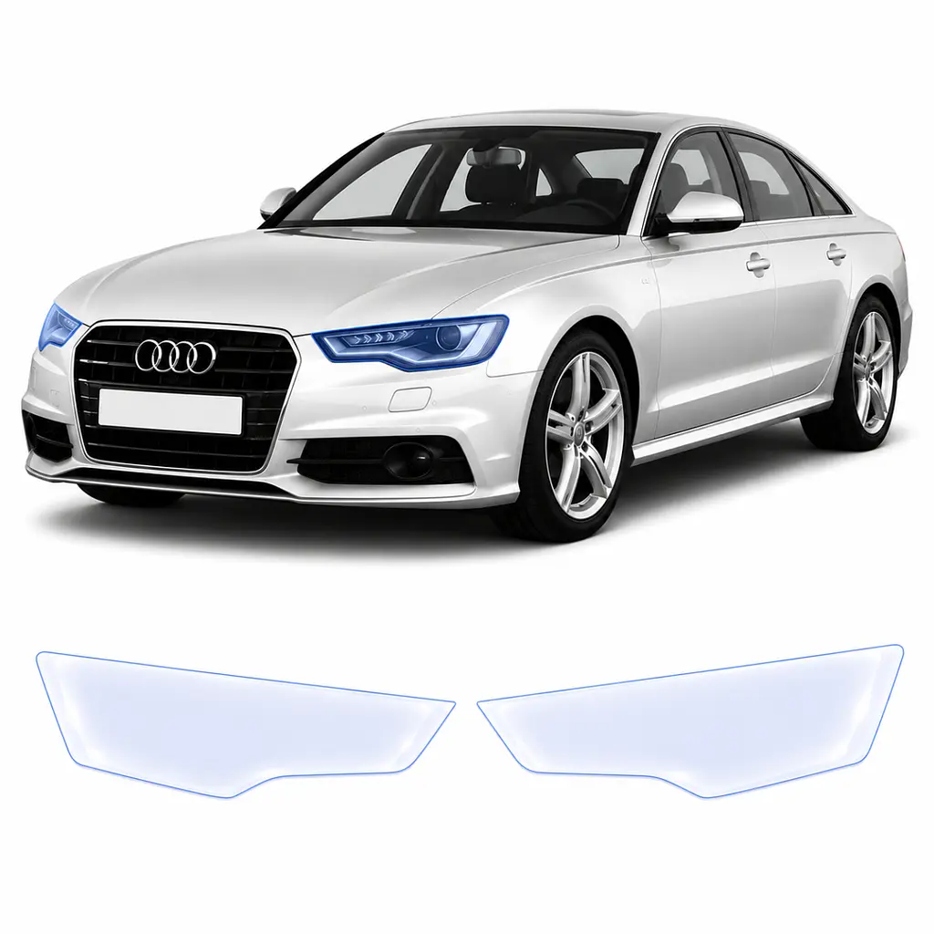 Антигравійна захисна бронеплівка за лекалами для Audi A6 C7 2011-2018 - оптика (фари та ПТФ)