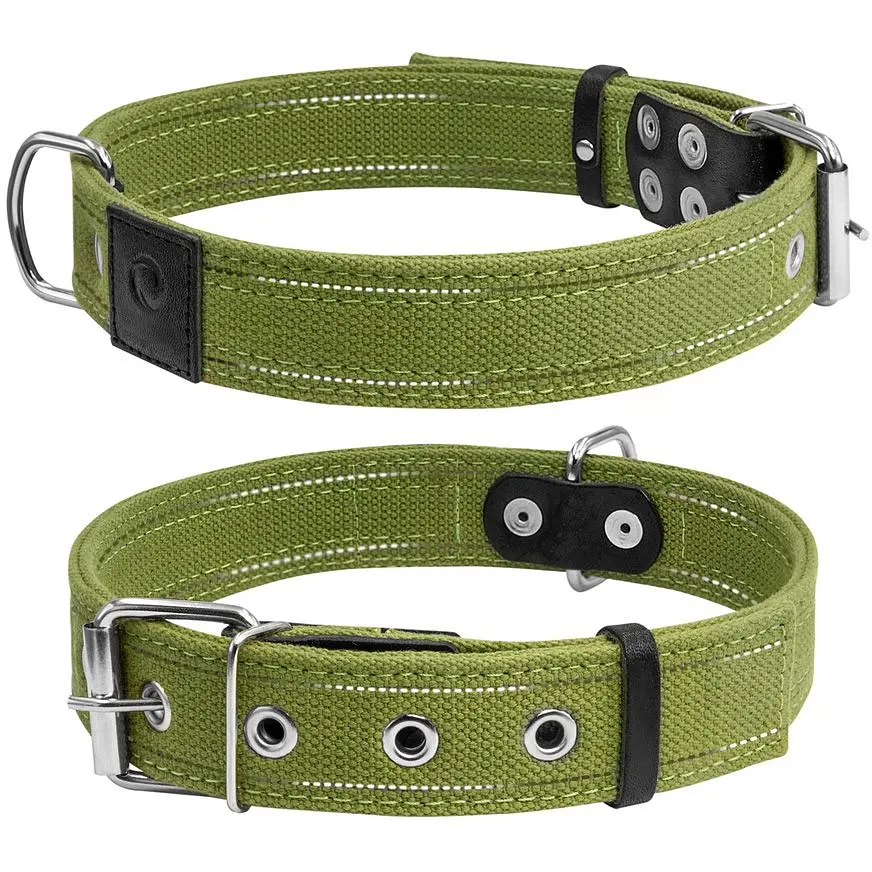 Нашийник для собак Collar, бавовняний, подвійний, 51-63x3,5 см, зелений - фото 3