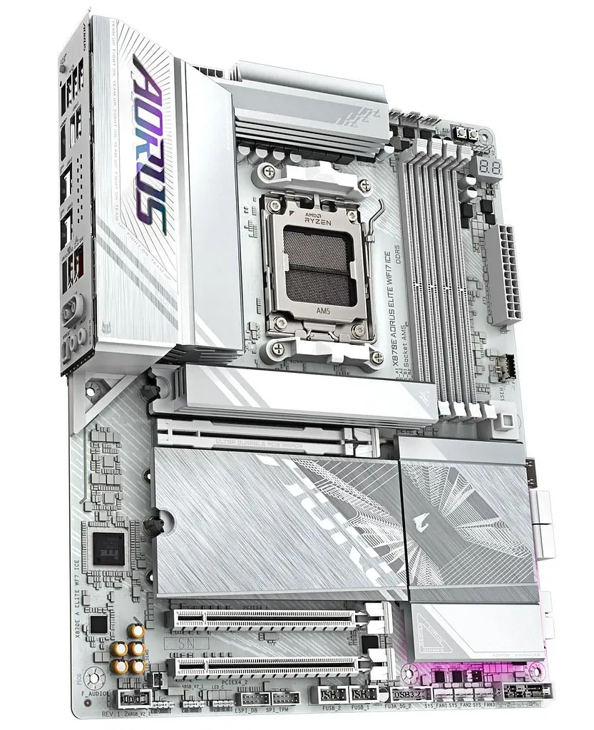 Материнська плата GIGABYTE X870E AORUS ELITE WIFI7 ICE (X870E AORUS ELITE WIFI7 ICE) (Socket AM5, AMD X870E, ATX) - фото 3
