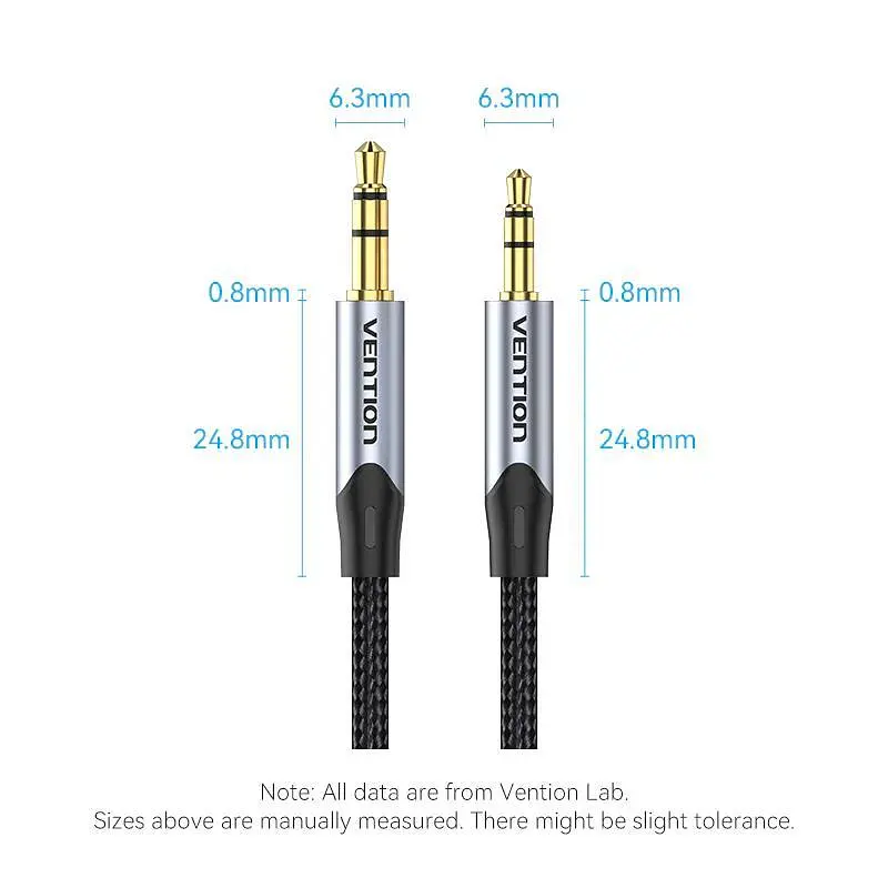 Кабель Vention 3.5mm Male to 2.5mm Male 0.5m Black (BKFHD) - фото 3