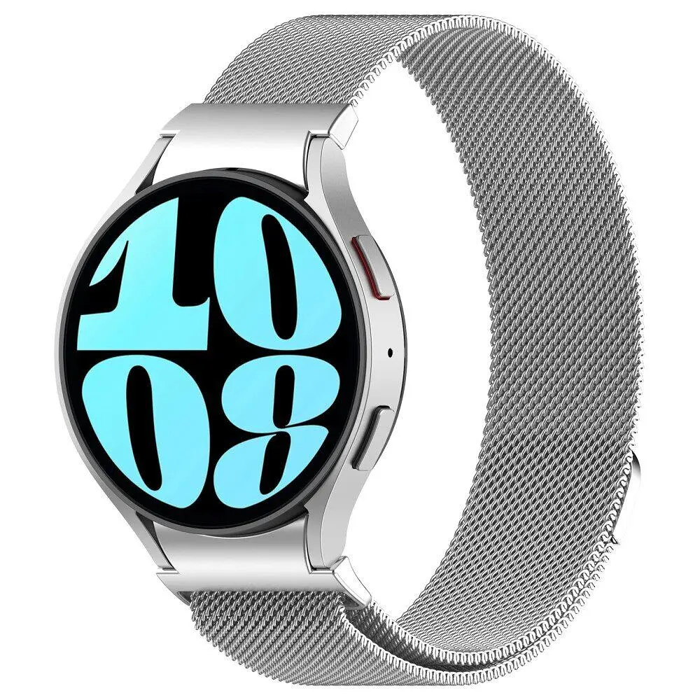 Браслет Milanese Button для Samsung Galaxy Watch 5 - сріблястий ширина кріплення 20мм металевий Watchbands (W42-5WB43890575) - фото 2