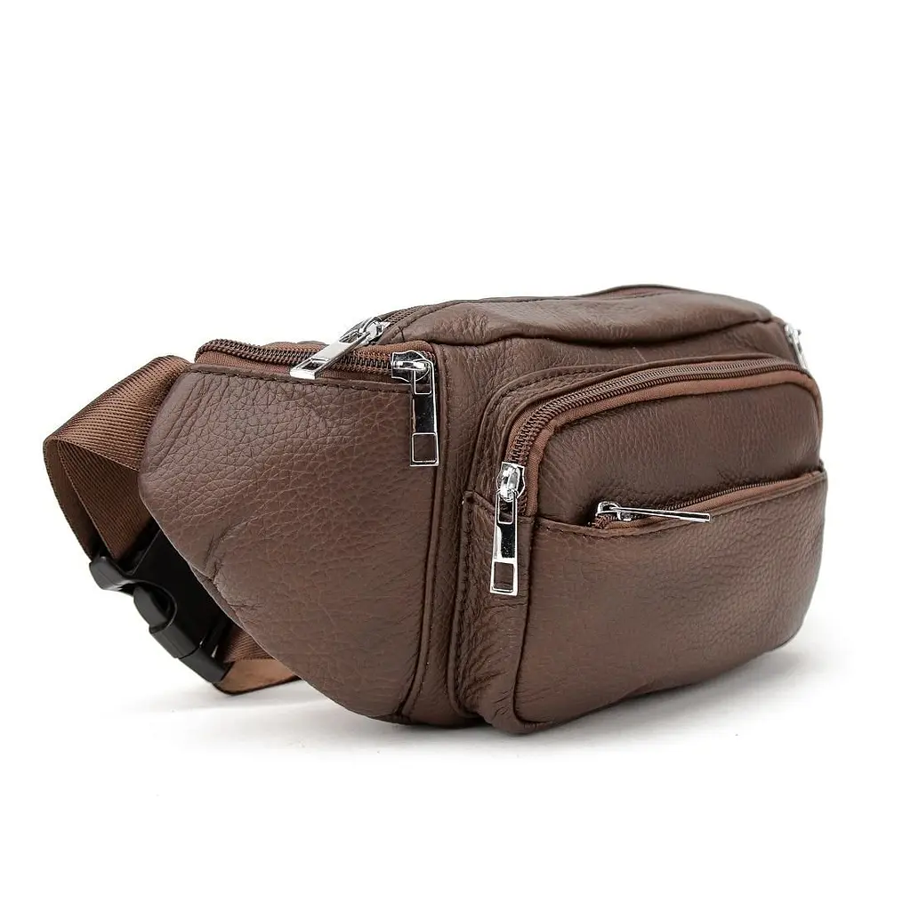 Містка шкіряна сумка на пояс коричнева Tiding Bag M56-2030C - фото 3