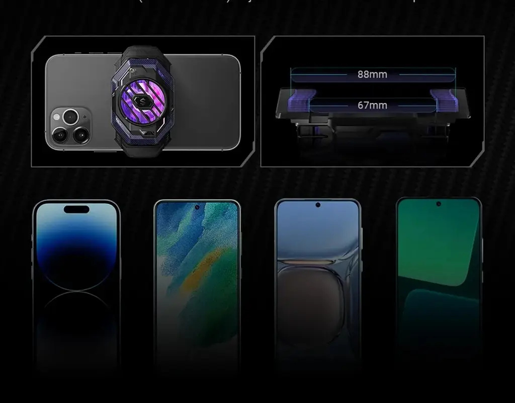 Комплект: кулер охолодження (радіатор) Black Shark FunCooler 3 Pro + 4 напальчники Sarafox з боксом для зберігання - фото 5