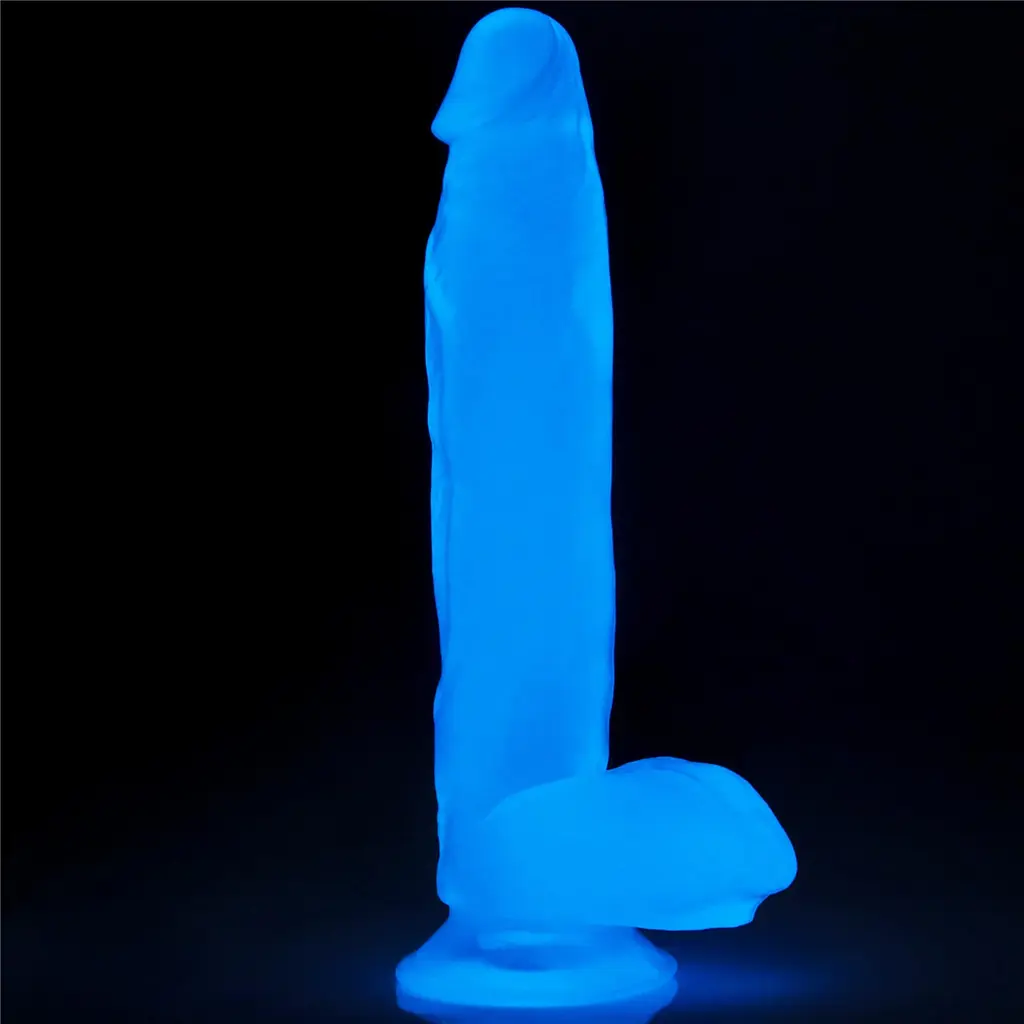 Неоновый фаллоимитатор LoveToy Lumino Play 26 см голубой - фото 3