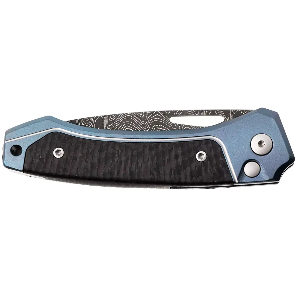 Ніж Lionsteel Twain Damascus Titanium Carbon Fiber Blue - фото 5