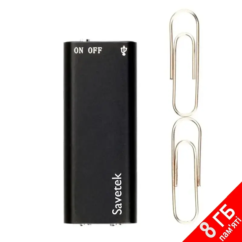 Мініатюрний диктофон з активацією голосом Savetek 200 (GS-R01s), 8 Гб, Mp3, VOX, 8 годин запису (100301) - фото 2