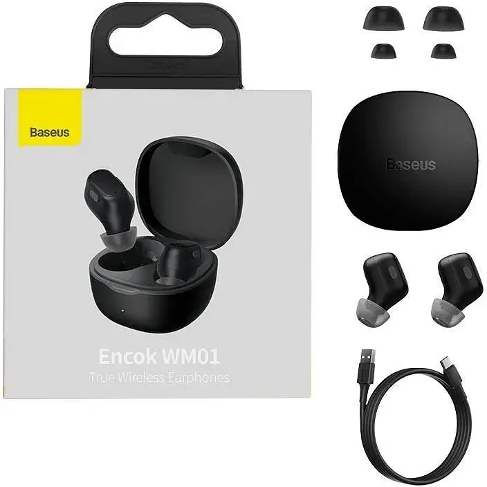 Наушники беспроводные TWS Baseus Encok WM01 (NGTW240001) черные - фото 7