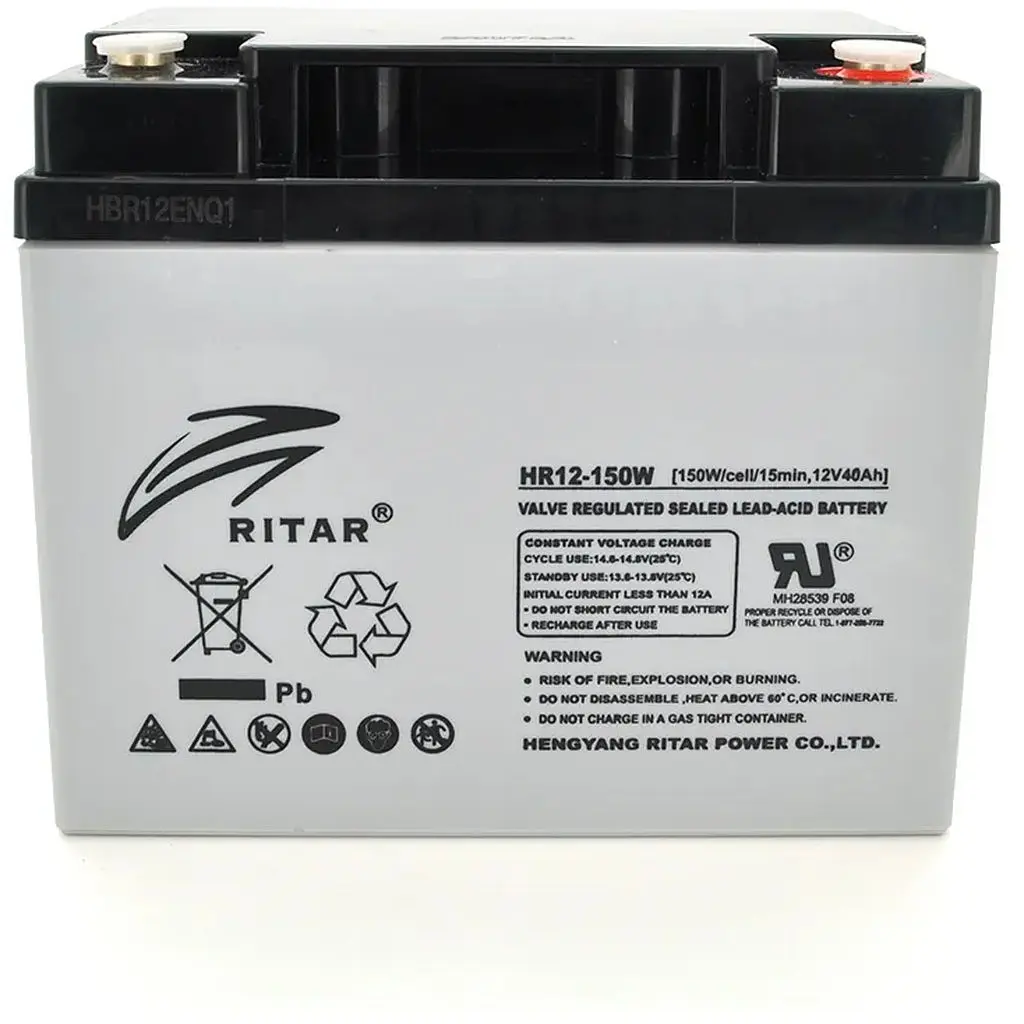 Аккумуляторная батарея AGM RITAR HR12150W, Gray Case, 12V 40.0Ah ( 198 х 166 х 169 (169 ) 12.40kg Q1/48 - фото 1