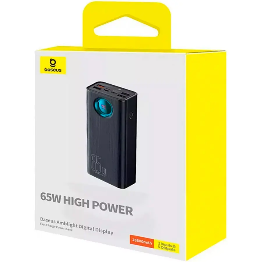 Зовнішній акумулятор Baseus Amblight Digital Display Quick Charge 65W 26800mAh Black [P10022402113-00] [108595] - фото 6