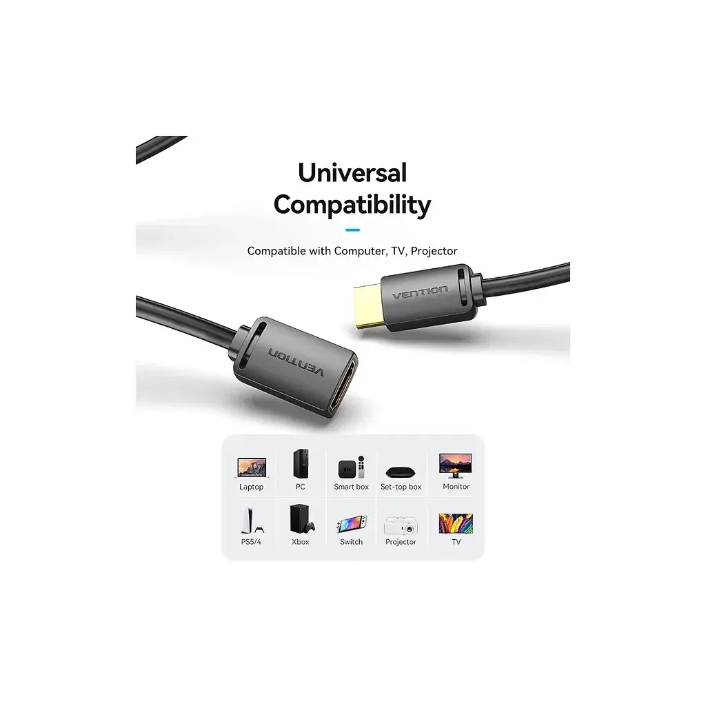 Кабель мультимедійний HDMI M to HDMI F 0.5m 4K60Hz black Vention (AHCBD) - фото 12