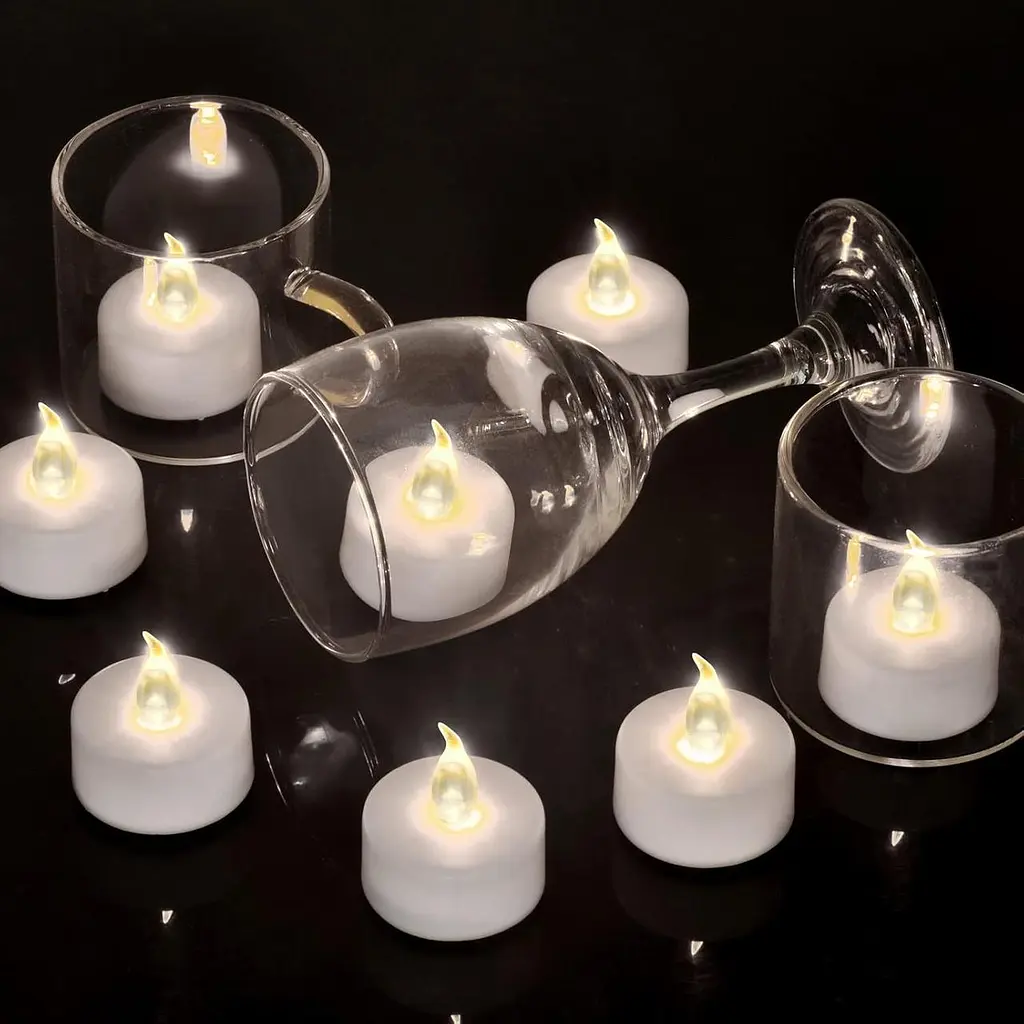 Безпламні світлодіодні чайні свічки Biyanuo Tea Light, 12 шт. Мерехтливі червоні 200+ годин Tealight Candle - фото 5