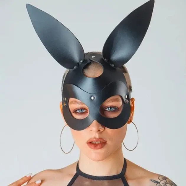 Набір масок для рольвих ігор I’MCUM Fox & Bunny Set Екошкіра Чорний 2 шт (IM-SM230_set2pcs) - фото 6