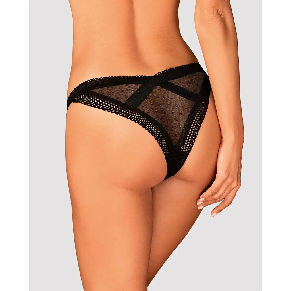 Мереживні трусики із заниженою талією Obsessive Estiqua panties M/L, чорні - фото 6
