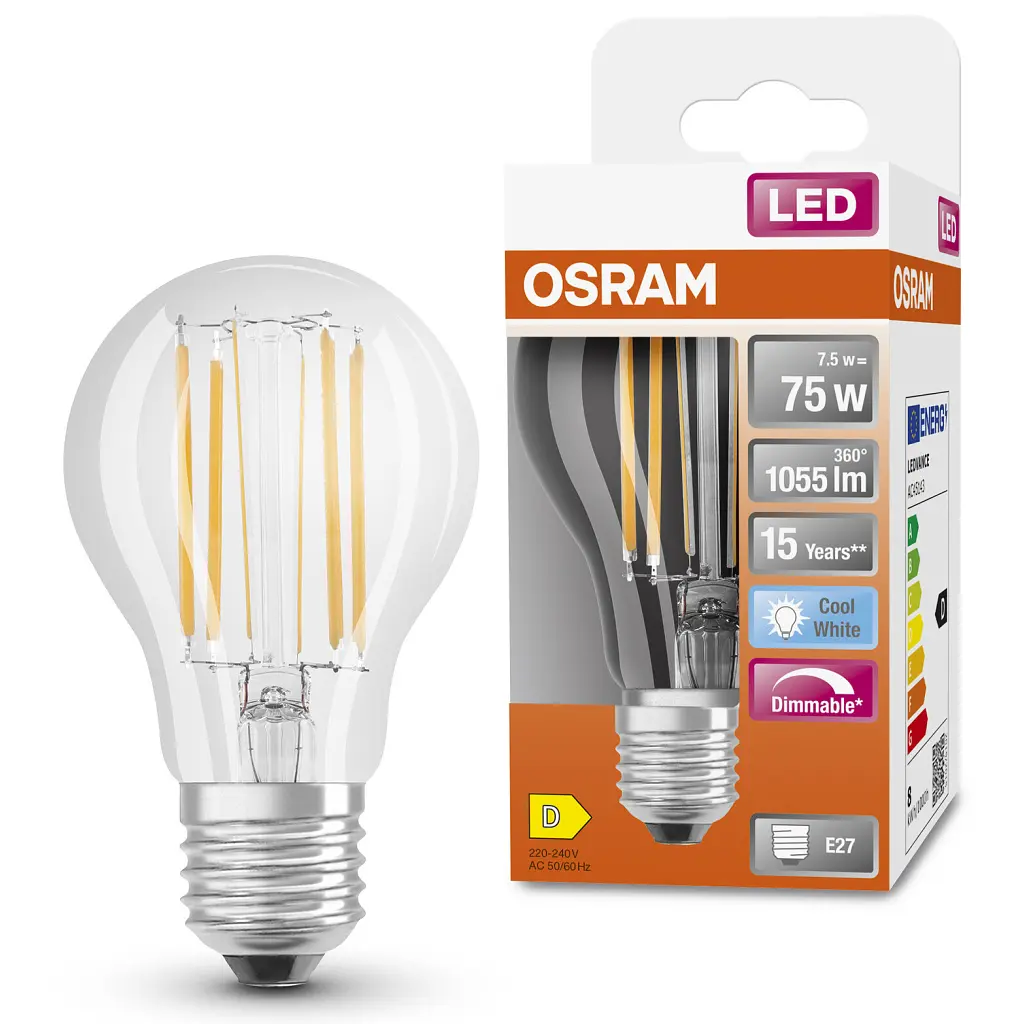 Лампочка Osram LED CLA75 DIM 7,5W/840 230V FIL E27 (4058075434967) - фото 3