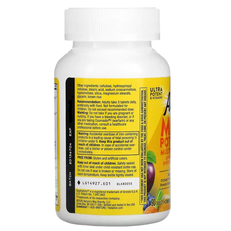Витамины и минералы Nature's Way Alive! Max3 Potency Multivitamin 90 таблеток - фото 5