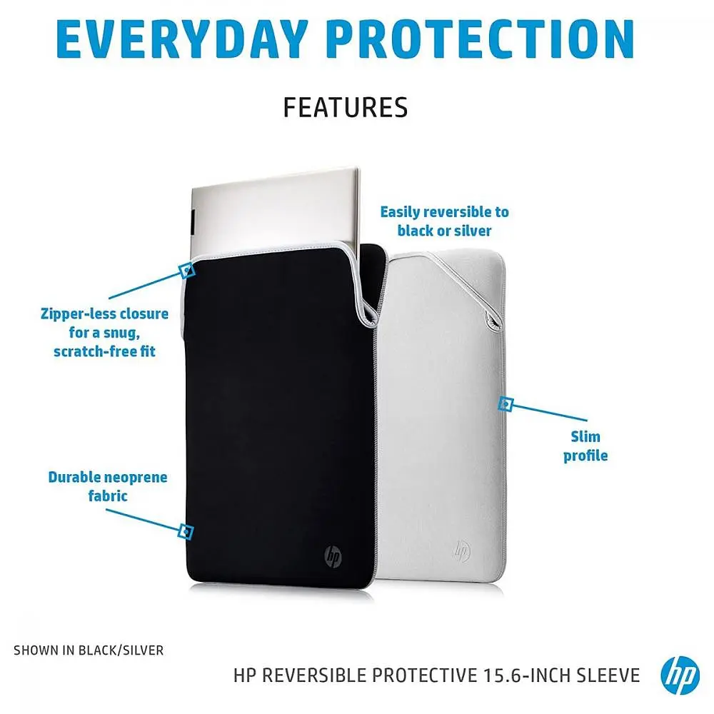 Чохол для ноутбука HP 15.6 Reversible Protective Black/Silver Sleeve (2F2K5AA) - фото 2