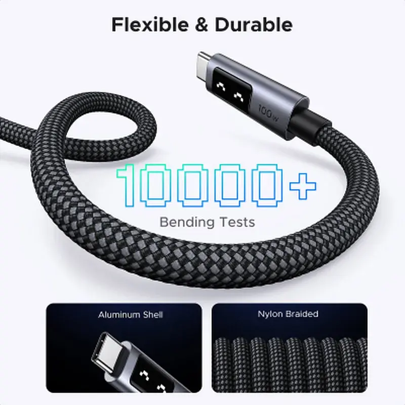 Дата кабель USB-C to USB-C 1.0m PD 100W L509 black Ugreen (35501) - фото 10