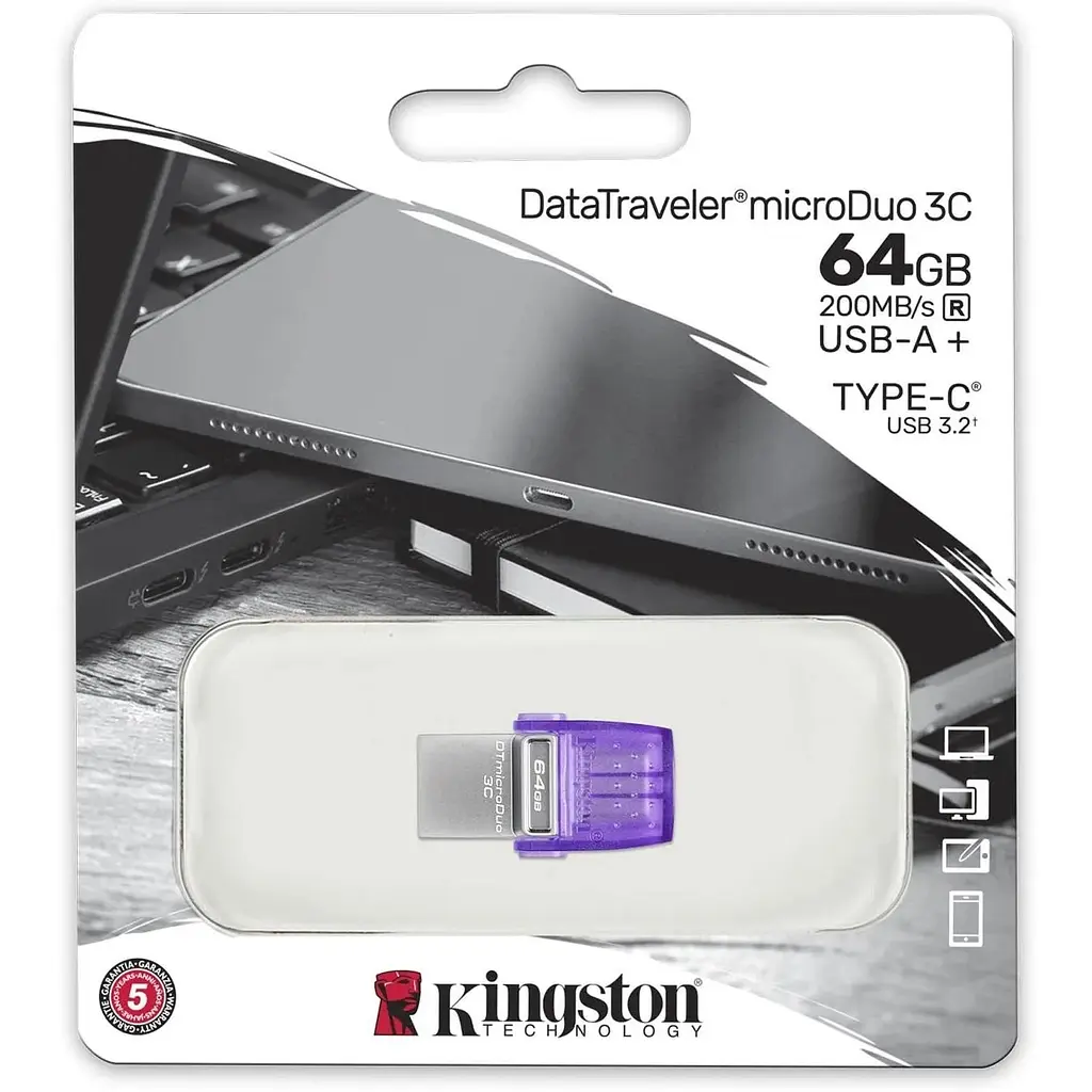USB флеш-накопичувач Kingston DataTraveler microDuo 3C 64GB USB-A + USB-C 3.2 Gen 1 (DTDUO3CG3/64GB) [73398] - фото 3