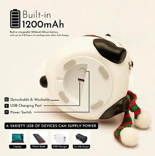 Дитячий силіконовий нічник Панда Panda Silicone Lamp LJC-142-A акумуляторний світильник іграшка для сну - фото 7