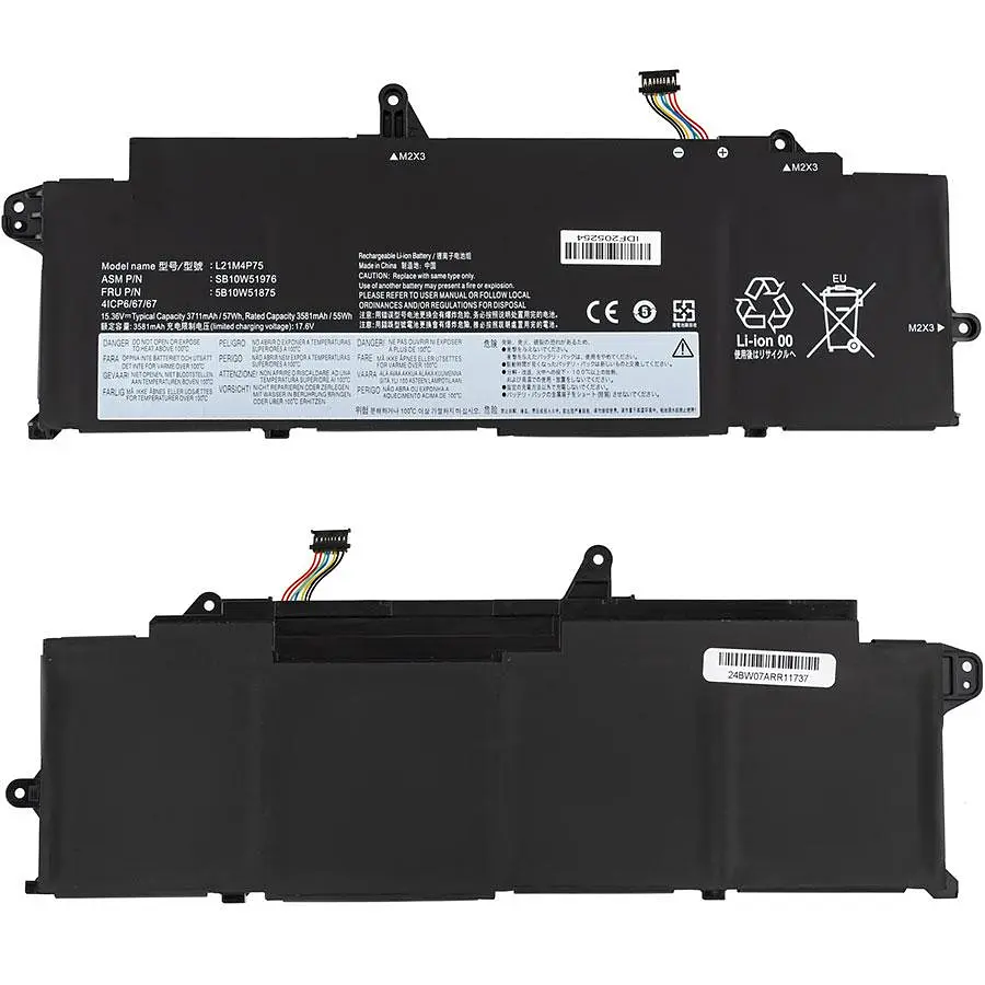 Батарея для ноутбука Lenovo L21M4P75 (ThinkPad T14s Gen 3 ThinkPad T14s Gen 4) 15.36 3700mAh 57Wh Чорний - фото 2