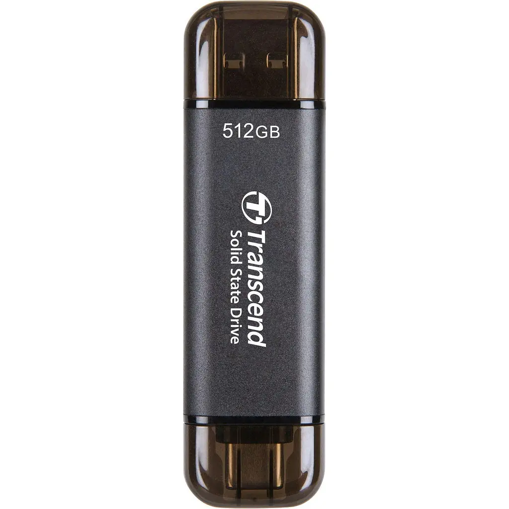 Портативний SSD 512GB USB 3.1 Gen 2 Type-A + Type-C ESD310 Чорний Transcend teh0024710