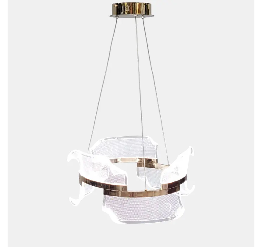Підвісна світлодіодна люстра Artlight 512162/400GD золота з фігурним прозорим акриловим розсіювачем та трьома режимами світла - фото 4