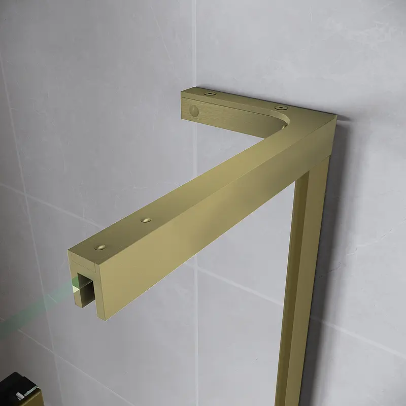Двері у нішу Koer Walk-In розсувні Sr SD07-120x200-R-TR-12 прозоре скло Easy Clean 8мм Матове золото KR5774, Права, прозорий, золотий - фото 4