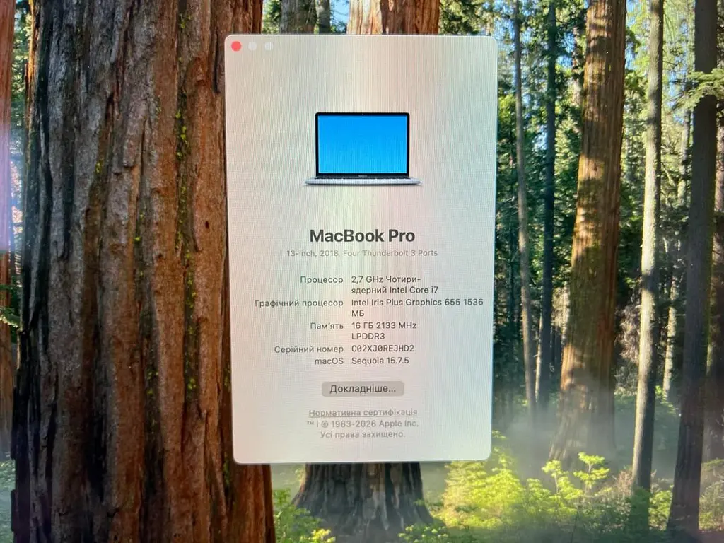 Ноутбук Apple MacBook Pro 13" A1989 i7-8559U/16/500 (C02XJ0REJHD2) Б/в - фото 9
