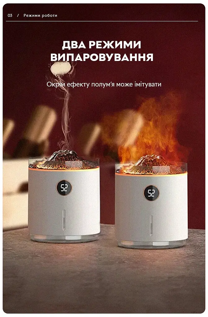 Портативний зволожувач повітря Kinscoter Volcano Jellyfish Ultrasonic Air Humidifier HX-127 350 мл, акумулятор 1200 mAh, білий - фото 4