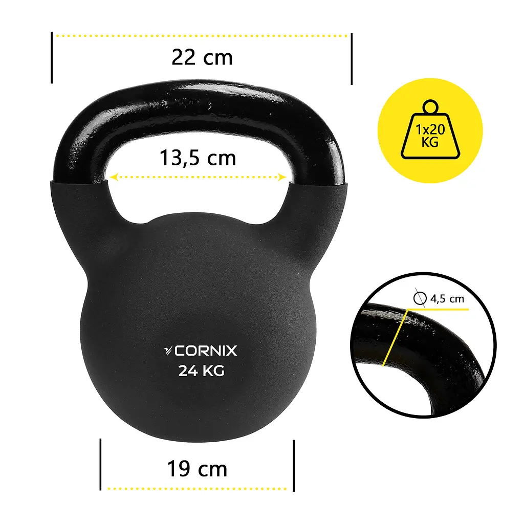 Гиря металева Cornix 24 кг з вініловим покриттям XR-0440 Black - фото 5