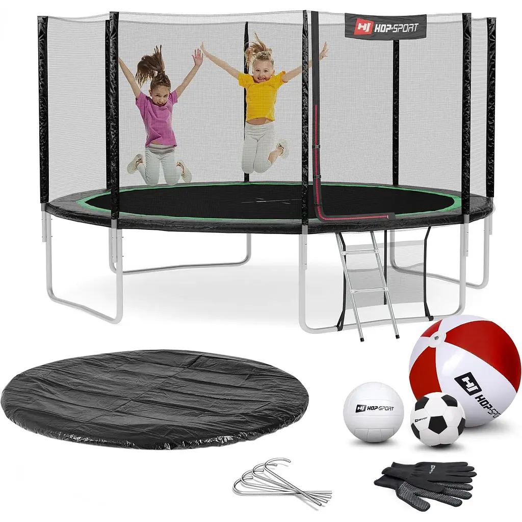 Батут Hop-Sport 14ft (427см) чорно-зелений з зовнішньою сіткою - фото 3