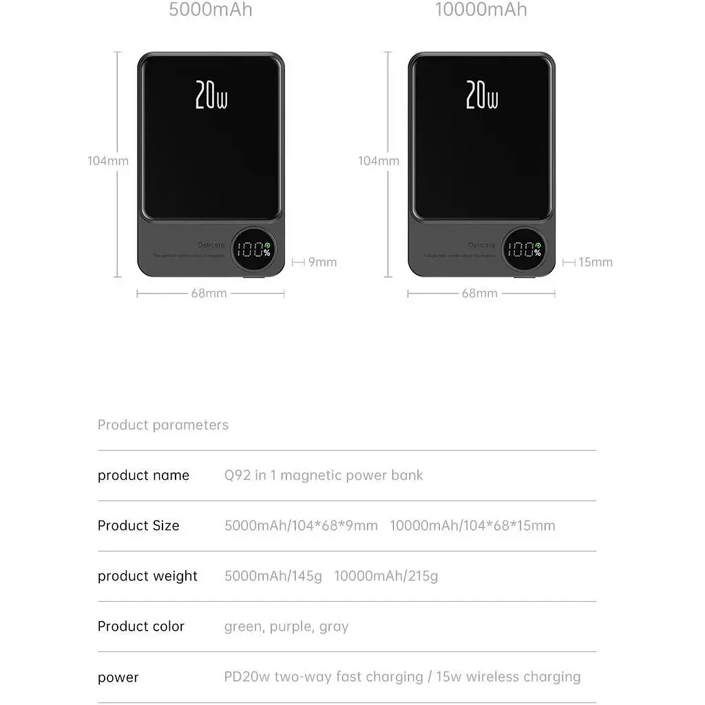 Повербанк Q9 MagSafe Power Bank Q9 беспроводной с беспроводной зарядкой для iPhone 5000 mAh 20W - фото 8