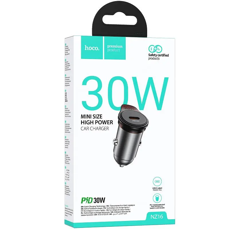 АЗП Hoco NZ16 Rigorous PD30W (1USB-C) Metal grey - фото 2