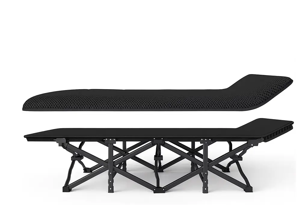 Туристична похідна розкладачка Leobro з Mesh-матрацом Black (LB-CC-L1-BLK) - фото 2