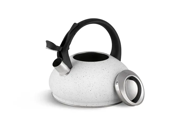 Чайник нержавіюча сталь з мармуровим покриттям Edenberg EB-8812 з капсульним дном зі свистком 3л Білий - фото 2